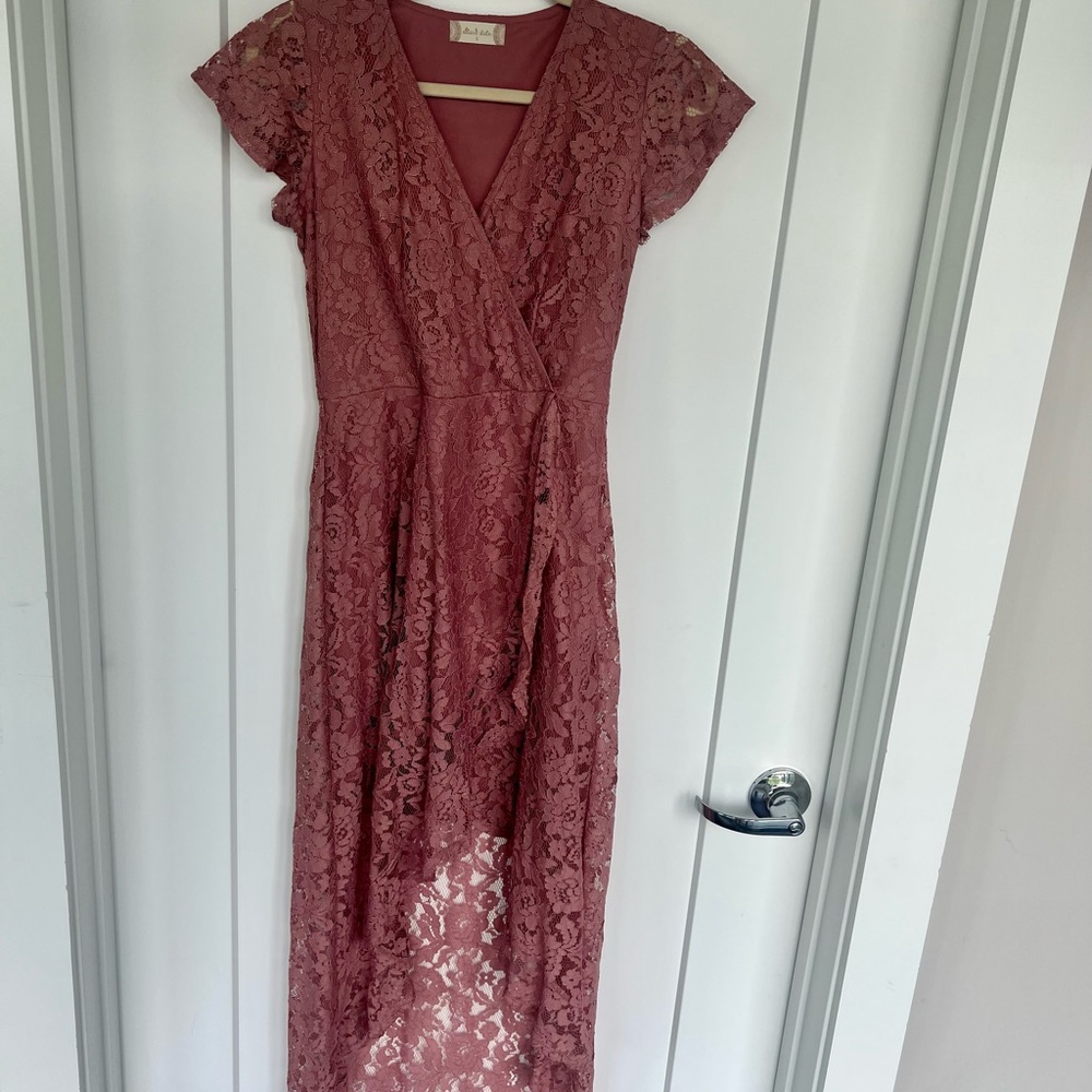 NWOT Altar’d State High Low Pink Lace Dress
